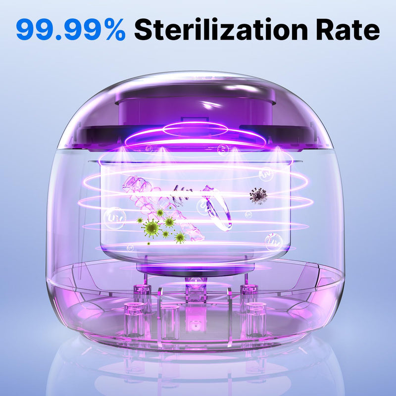 CXRUY Ultrasonic Retainer Cleaner - UV Dental Cleaning Pod Night Guard Cleaner for Dentures, Aligner, Braces, Toothbrush Heads, Jewelry (Black) Black - BeesActive Australia