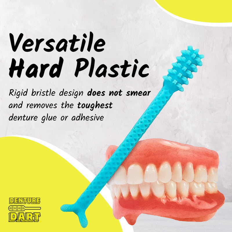 V3 Hard Plastic Denture Brush - Denture Gel Adhesive Remover - Remove Denture Gel Adhesive & Glue from Mouth & Gums, Oral Hygiene Product, Scraper w/Textured Grip and Rigid Bristles Red - BeesActive Australia