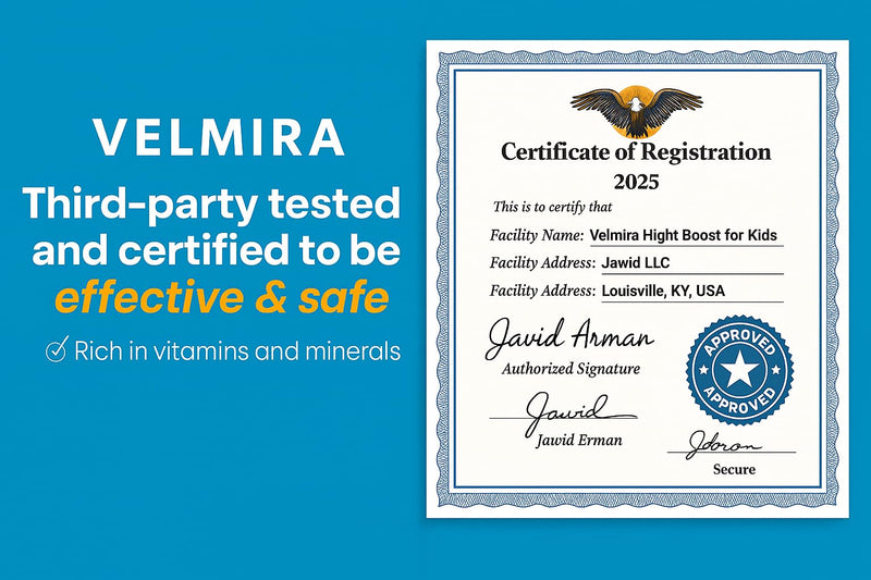 Velmira® Heightener Gummies for Bone Health & Development Support – Essential Vitamins & Minerals, Easy-to-Chew Gummies for Kids, Teens & Adults (Ages 5+)