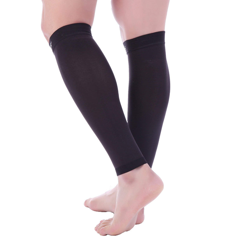 Doc Miller Compression Calf Sleeve for Men & Women – 20-30mmHg Graduated Support for Running, Shin Splints, Calf Strain – Knee High, Small to 6XL Plus Size Large REGULAR Black - BeesActive Australia
