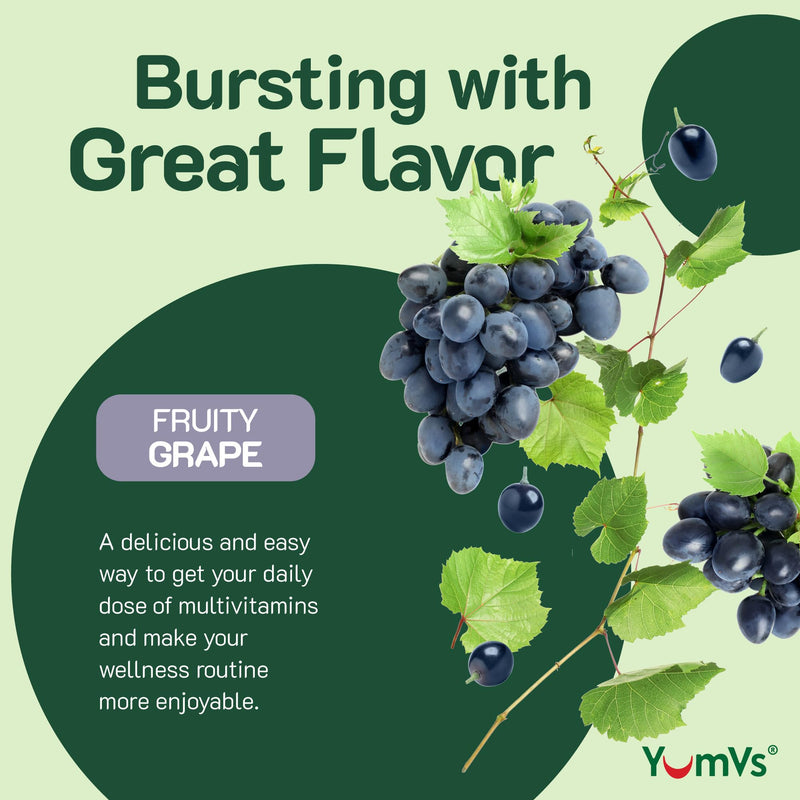 YUM-V'S Iron Gummies - Multivitamin Iron Supplement with Vitamin C, A, B & Zinc, Supports Blood Oxygen, Vegan Supplements for Women, Men & Kids for Growth and Development - Grape Flavor | 60 Count 60 Count (Pack of 1)