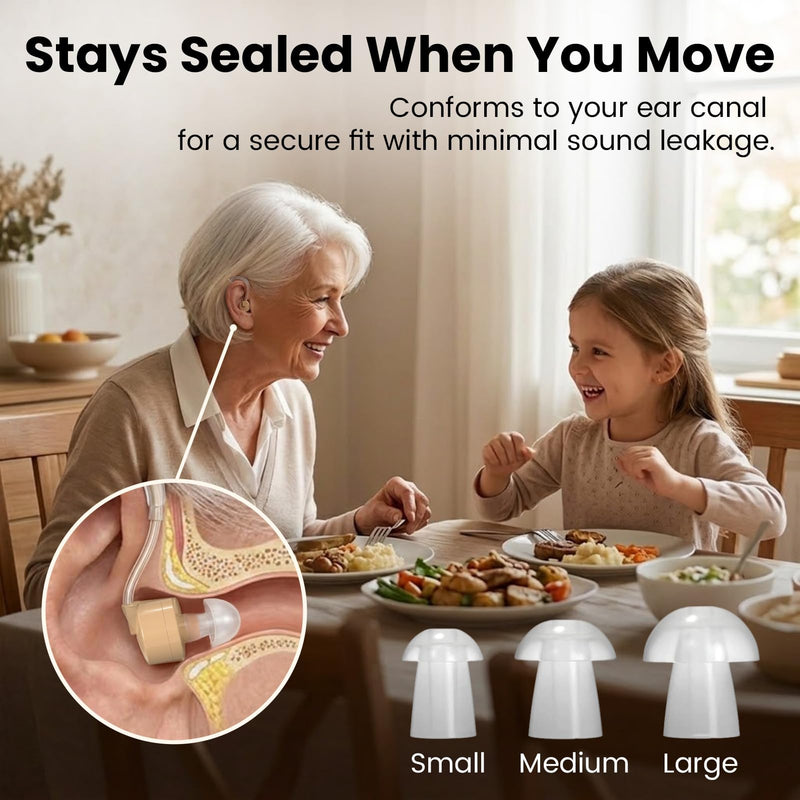 Hearing Amplifier for Seniors, Behind-the-Ear with Volume Control Beige