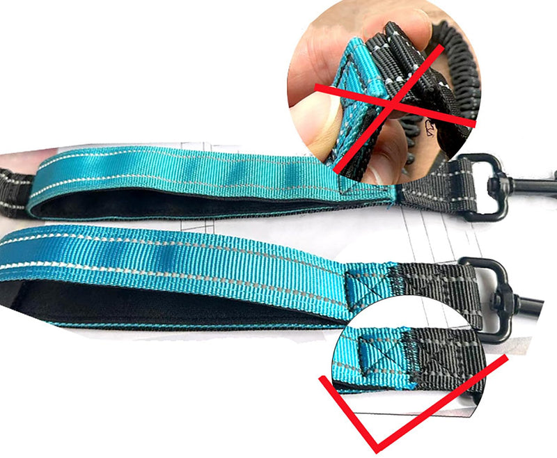Double No Tangle Dog Leash 360° Swivel Reflective Rope Leash with Two Padded Handle Shock Absorbing Bungee Leash Walking Training Leash for Medium Large Dogs M(35" rope+20"-35"bungee) Black - BeesActive Australia