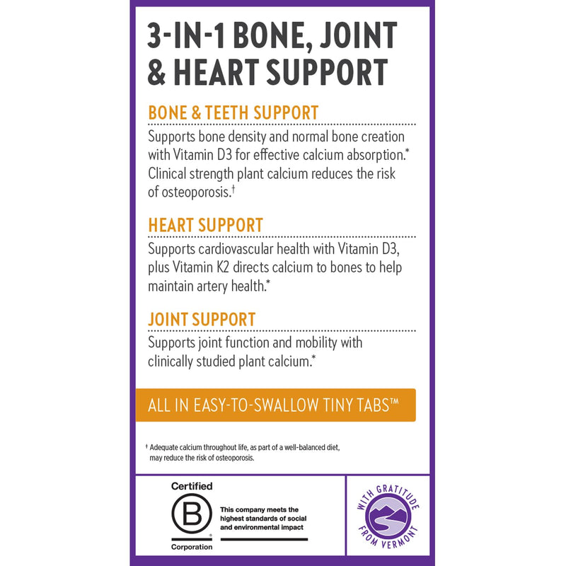 New Chapter Bone Strength Tiny Tabs Organic Calcium, 120 Tiny Tabs | Plant-Based USDA Organic Calcium with Magnesium, Vitamin D3+K2 for Bone Health, Joint Mobility and Heart Support Unflavored 120 Count (Pack of 1)