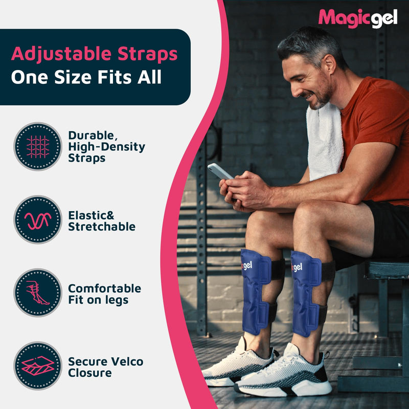 Shin Splint Relief: Hot & Cold Packs, Cryoball & Stretch Bands for Shin Splints | Hot & Cold Therapy for Leg Pain Relief | by Magic Gel Shin Ice Pack Set - BeesActive Australia