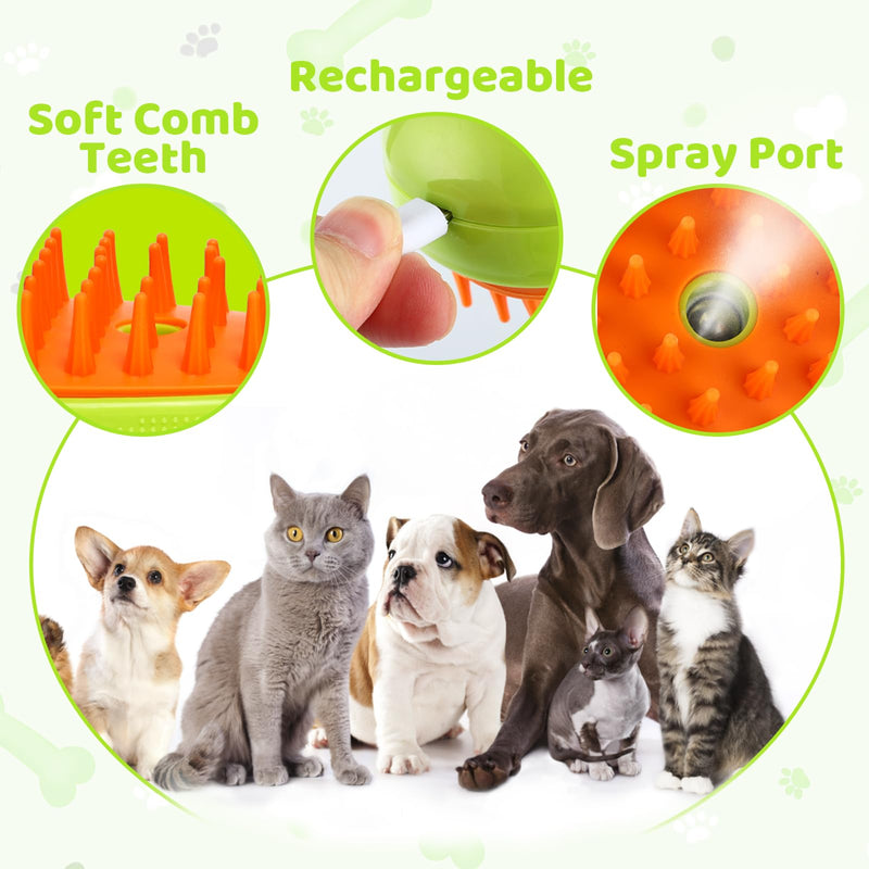TOGETDREAM 3 in 1 Steamy Cat Brush Cat Steam Brush Self-Cleaning Steam Cat Brush Multifunctional Cat Grooming Brush Electric Pet Massage Comb Spray Cat Brush - BeesActive Australia