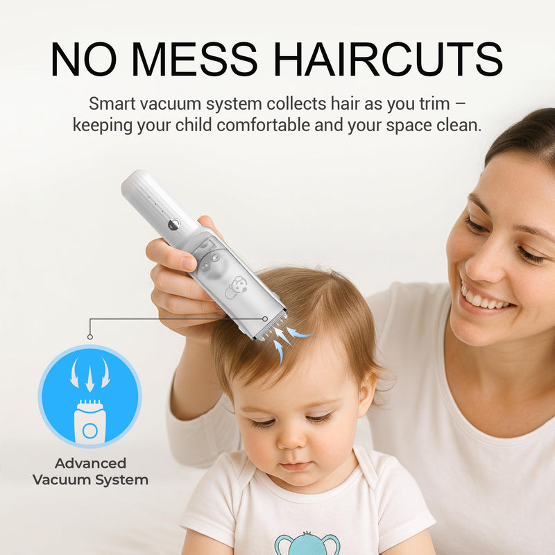Baby Hair Clippers Set, Ultra Quiet Hair Trimmer with Vacuum for Infant, Toddler and Kids, Waterproof & Rechargeable Cordless Hair Cutter, Including Hair Cutting Scissors and Comb - BeesActive Australia