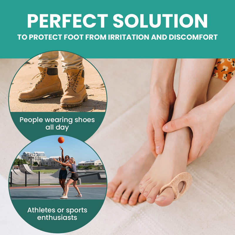 Welnove Bunion Pain Relief Pads, Removable Bunion Pads for Men and Women, Corn Pads for Toes, Metatarsal Cushion, Alleviates Shoe Friction to Wear with Shoes - 12 Count Beige