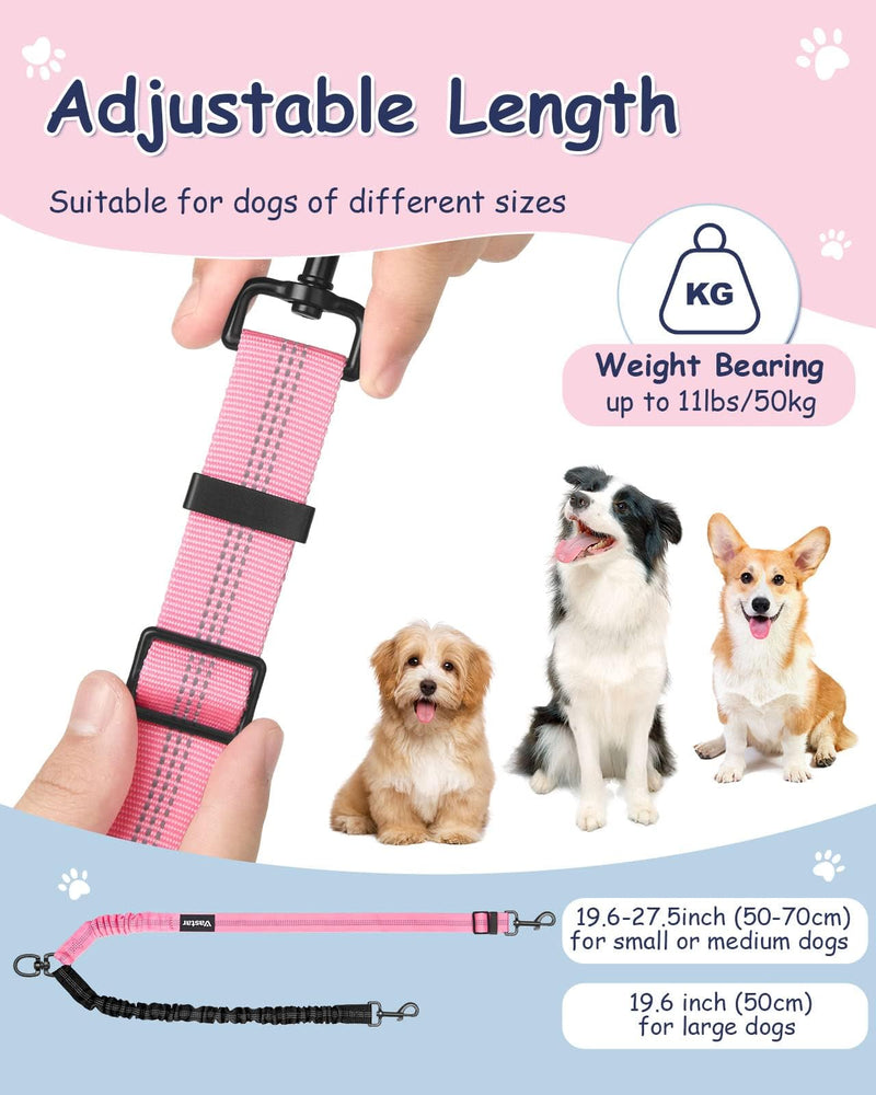 Vastar Pet Double Dog Leash, Tangle Free Bungee Dog Leash Coupler, 360° Swivel Double Dog Walking & Training Leash, Adjustable Strap, Comfortable Shock Absorbing Reflective Bungee Lead for Two Dogs Black+Pink - BeesActive Australia
