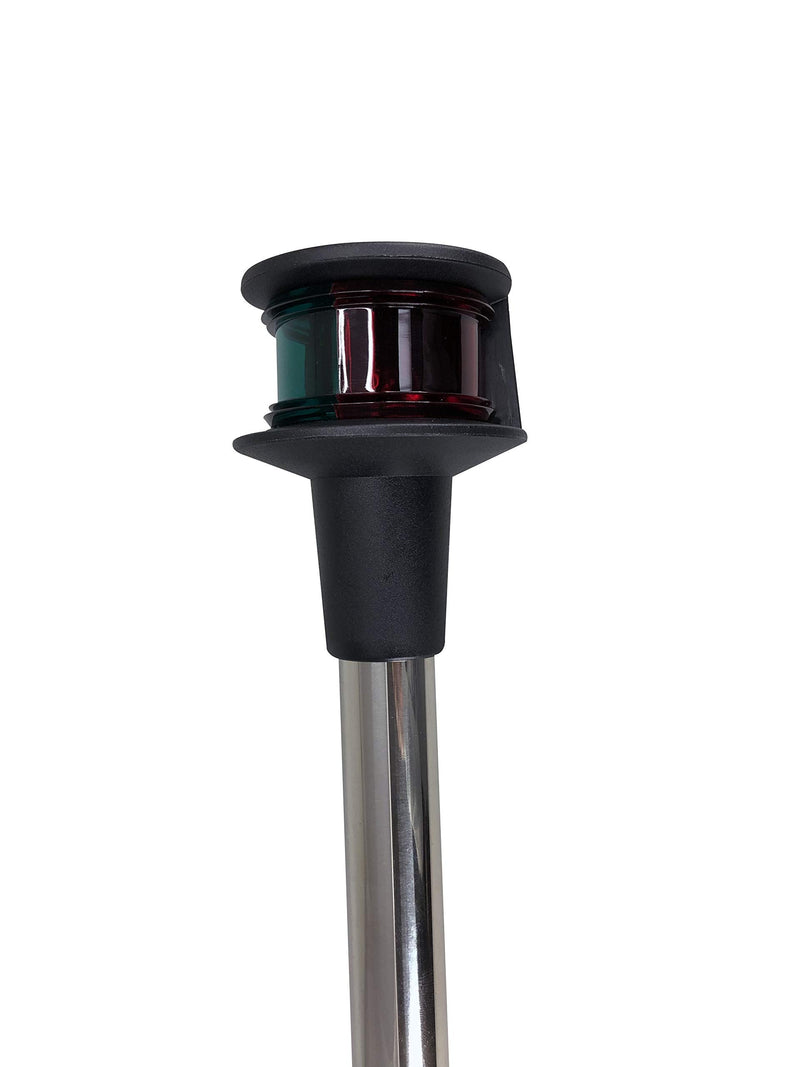 Pactrade Marine Boat Bi-Color Navigation Bow Light Red and Green Pole Light with 12 Inches with 2-Pin Removable Plug in Aluminum Post for Boat Pontoon Yacht Skeeter