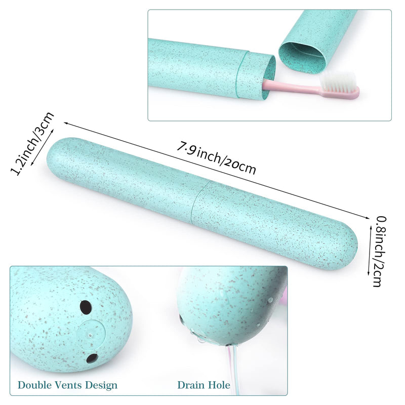 Hooqict 4 Pack Toothbrush Travel Case, Portable Breathable Travel Toothbrush Holder for Traveling, Camping, Home, School, Business Green, Blue, White, Pink - BeesActive Australia