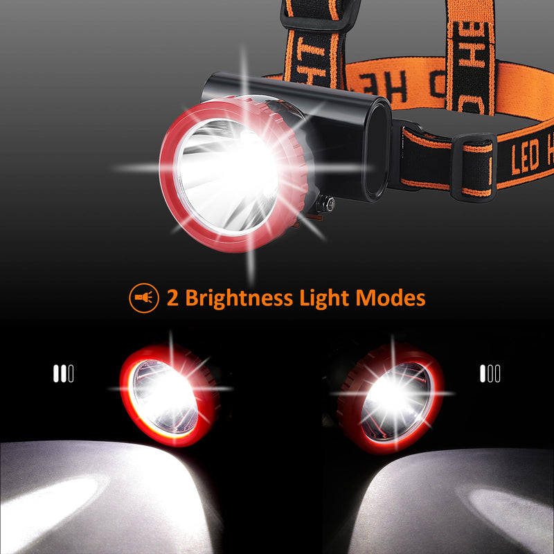 3W Mining Headlamp Rechargeable, Anti Explosion Coal Miner Head Light, LED Mining IPX8 Waterproof Hard Hat Headlight Coal Gear, White & Warning Light, 350 Lumen(11,000LUX)