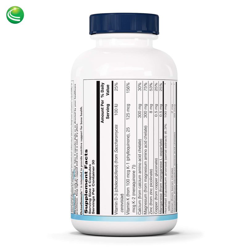 Nutra Biogenesis Osteogenesis, 120 Veggie Capsules | Bone Health Support for Women & Men with Vitamin D3, K2, Calcium, Zinc, Magnesium & Boron