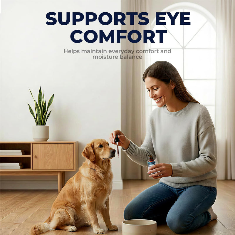 Dog Eye Infection Treatment & Eye Care Support Supplement for Dogs, Helps Soothe, Tear Stains, Discharge & Dry Eyes, with L-Lysine, Omega-3, 2 fl oz