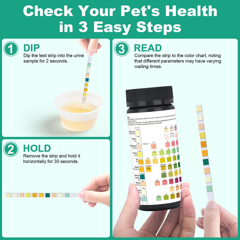 Urine Test Strips for Dogs Cats - 100 Counts Urinalysis Test Strips for Pets 10 in 1 Testing UTI Protein Glucose Blood Leukocytes pH Nitrite and More Dog Cat UTI Test Kit for Pets 100 Count - BeesActive Australia