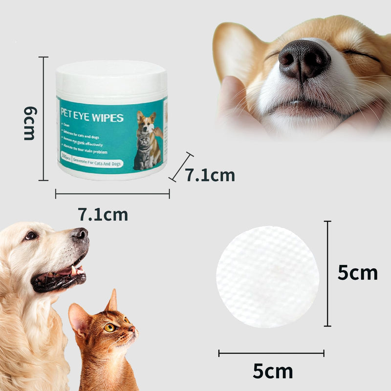 100 - pcs Natural Pet Eye Wipes. Soothing, Crafted with Natural, Non - irritating Aloe Vera & Chamomile extracts. for Removing Tear Stains and Cleaning Eye gunk in Both Cats and Dogs