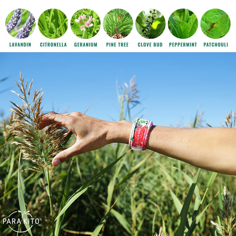 PARA'KITO Mosquito Repellent Bracelets + Refill Pellets Bundle, Mosquito Bracelets, Peppermint Oil, DEET Free Mosquito Repeller, Hiking Accessories, 2 Wristbands & 2 Refills (Black + Conceal) Black/Conceal - BeesActive Australia