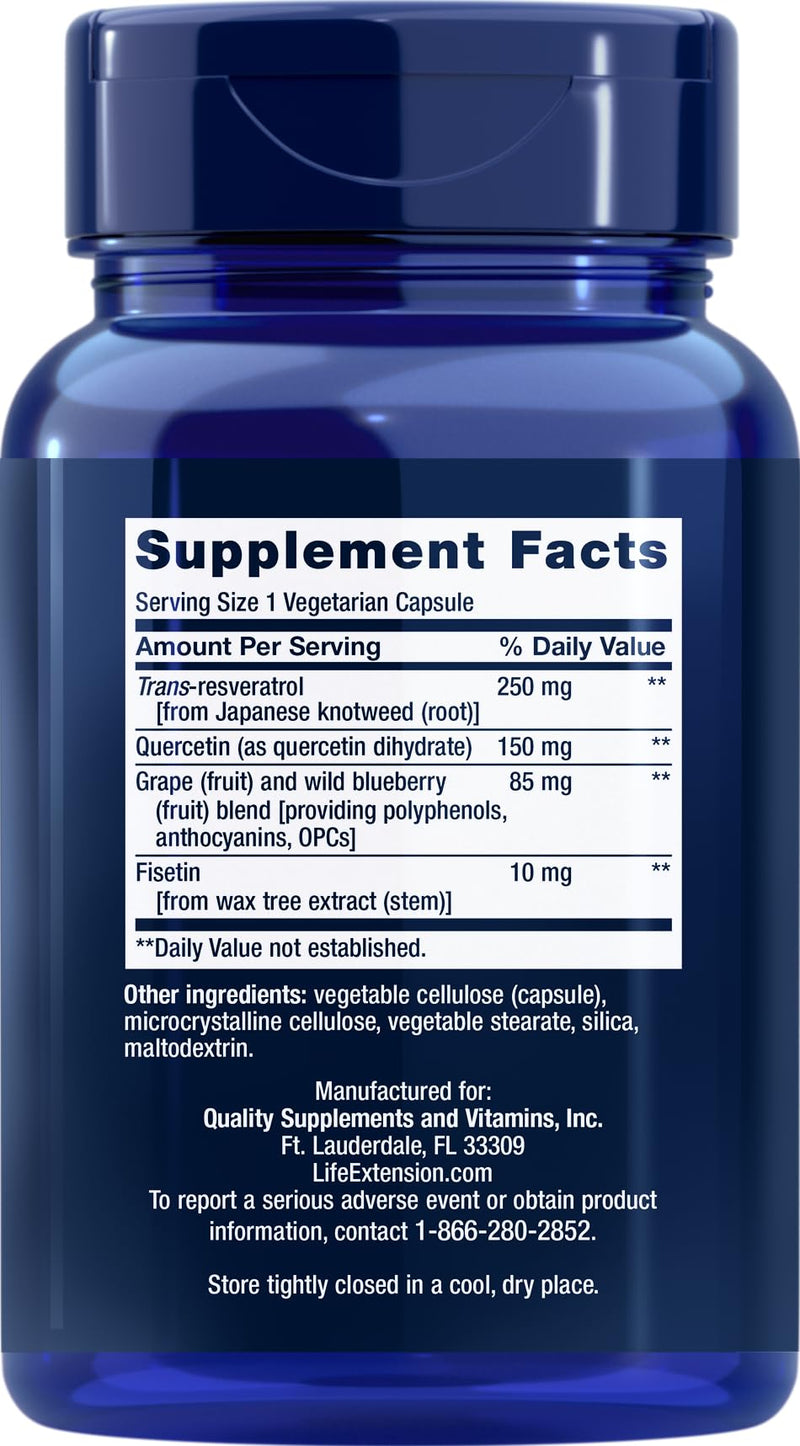 Life Extension Optimized Resveratrol, 90 Vegetarian Capsules 90 Count (Pack of 1)