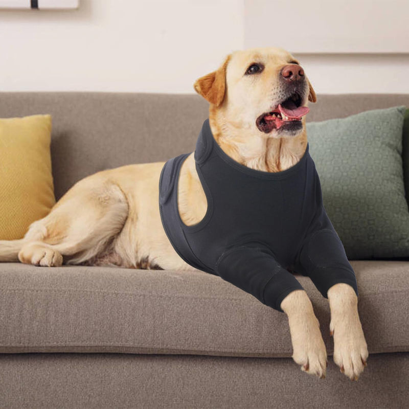 IECOii Adjustable Front Leg Sleeves for Dogs, Post-Surgery Dog Bodysuit for Small Dogs, Puppy Dog Onesie to Prevent Licking, Alternative Recovery Suit for Dogs, Black-S S(Chest Girth:14.17"-17.32") Black - BeesActive Australia