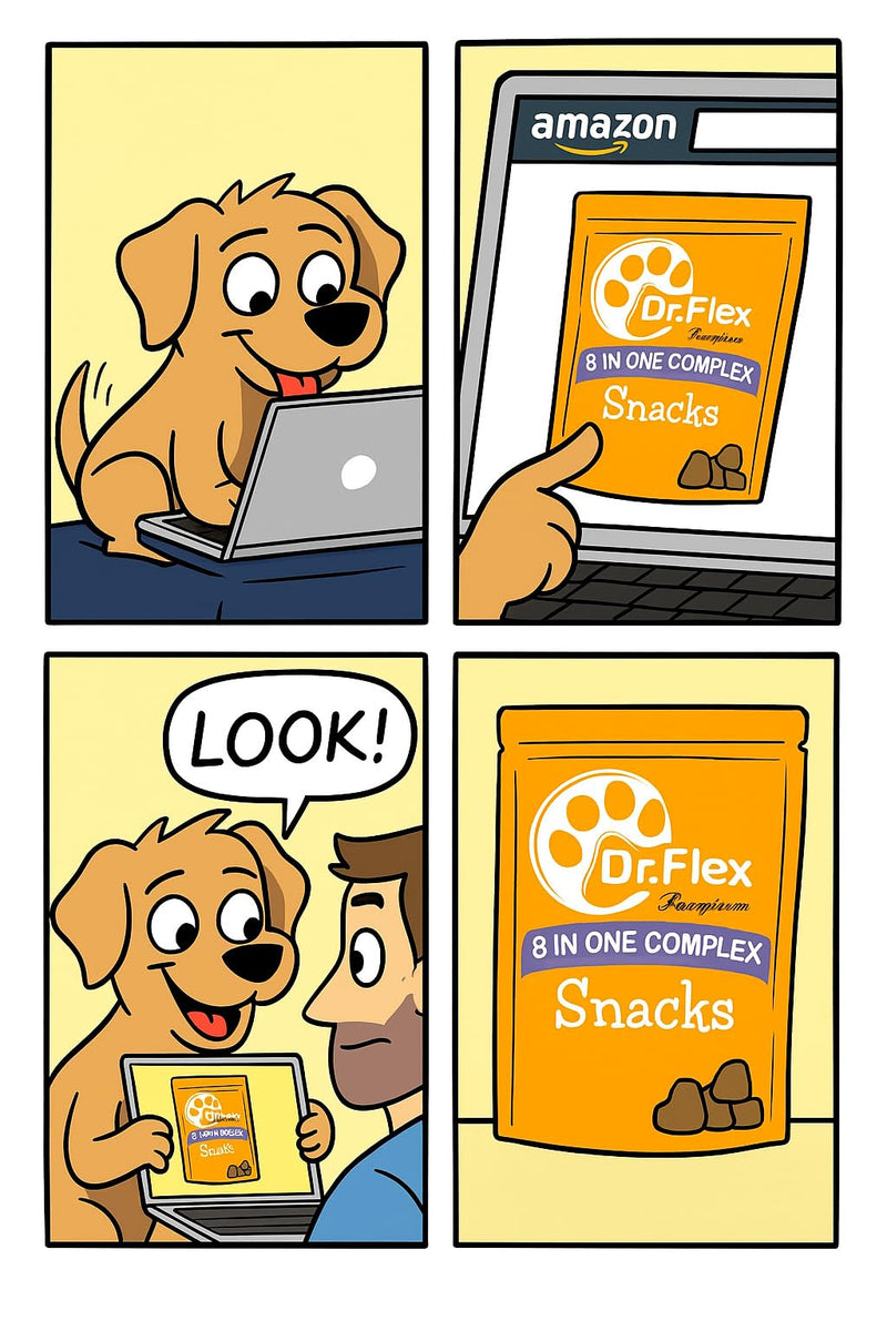 Dr. Flex Multivitamin Complex Chews for Dogs 8-in-1-100% Supports Immune System, Digestive System & Joint Health - Healthy Chews with Probiotic, Vitamin-C & E, Salmon Oil, Chondroitin - 60 Soft Chews 8 in One Complex