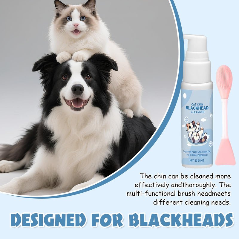 Cat Chin Acne Care Kit, Chin Cleaner with Silicone Cat Brush, Gently Cleansing Blackheads Exfoliation Keeps Cats Chins Clean