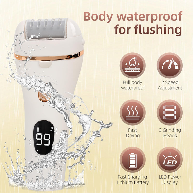 Electric Callus Remover for Feet, 17-in-1 Professional Pedicure Kit, Foot Scrubber Electric Foot File for Hard Cracked Dry Dead Skin, 3 Rollers, 2 Speed, Battery Display White-0001 1.0 - BeesActive Australia