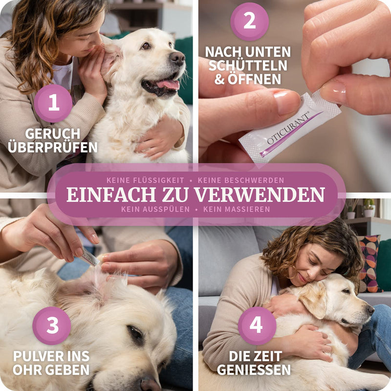OTICURANT Ear Care Ear Cleaner for Dogs & Puppy Powder Odorless - 26 Bags Earwax Remover for Itching, Scratching, Odor Ear Infection - BeesActive Australia