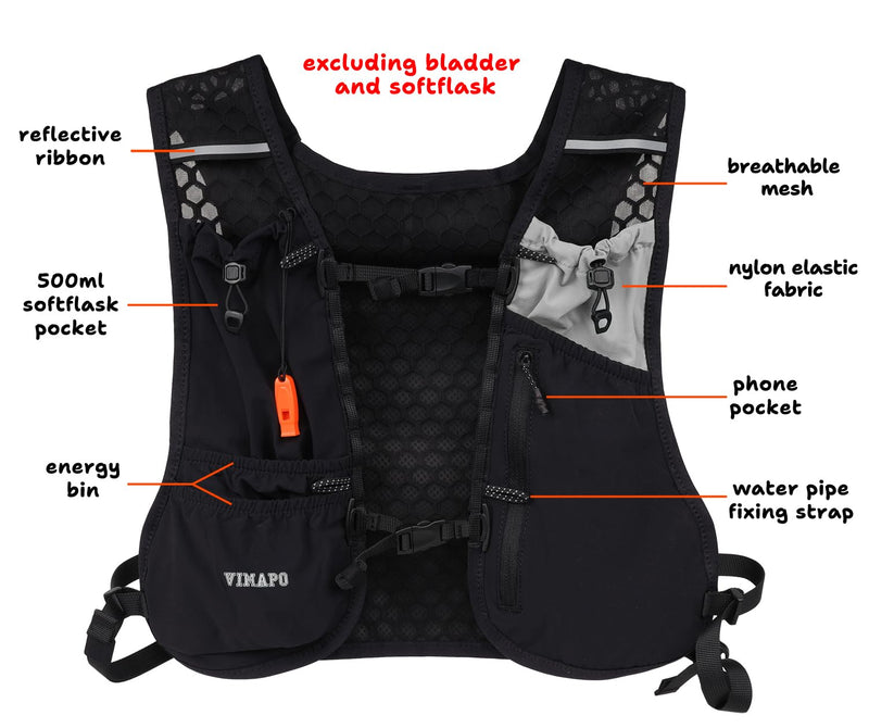 Running Hydration Vest Backpack, Trail Running Vest for Men & Women, Water Backpack for Marathon, Hiking, Biking … (Grey) Grey