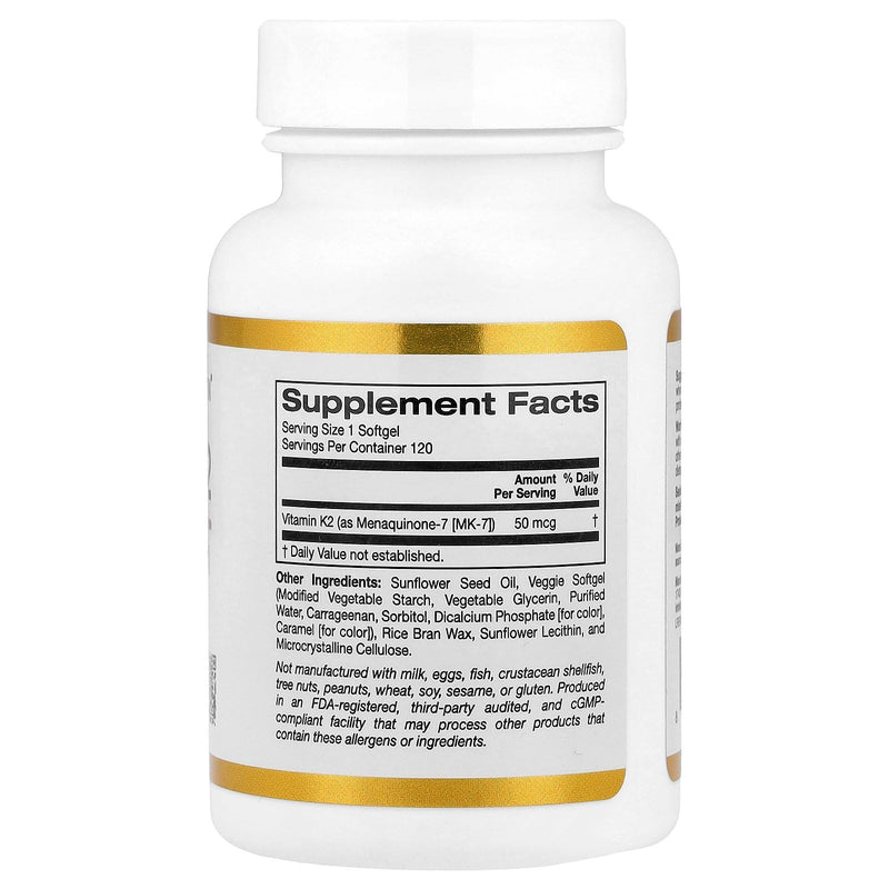 Lake Avenue Vitamin K2 (as Menaquinone-7), 50 mcg, 120 Veggie Softgels, Nutrition