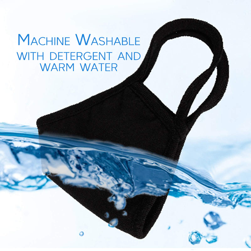 WITHMOONS Cloth Face Mask Washable Reusable 3-Ply Mouth Shield with Nose Wire 3PACK EU0304 Black 1 Count (Pack of 3)
