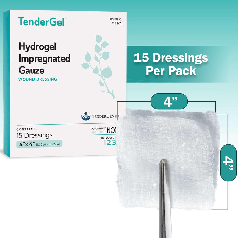 Hydrogel Wound Dressings - 15 Burn Gel Pads for Burns, Minor Wounds, and More - 4x4 Burn Bandages with Hydrogel and Vitamin E - Good for Medical Facilities, First Aid Kits, and Nursing Homes