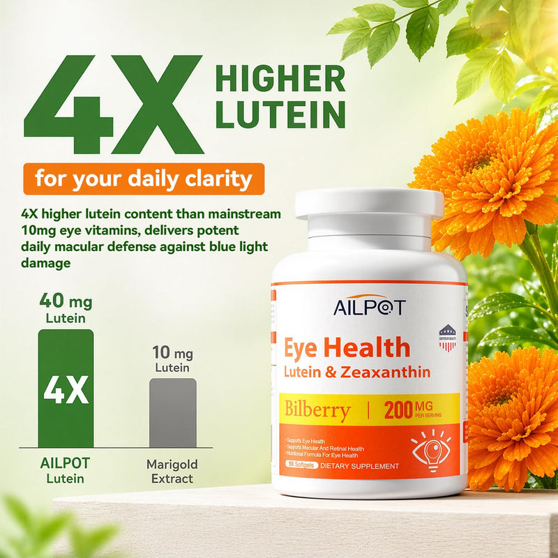 Lutein 40mg & Zeaxanthin 8mg Eye Health for Men and Women,90 Softgels