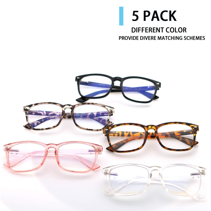 VIDEBLA 5 Pack Blue Light Blocking Reading Glasses,Spring Hinge Readers for Women Men,Anti UV Ray Filter Nerd Eyeglasses Mix 0.5 x - BeesActive Australia