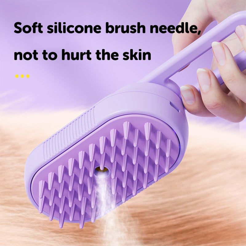 Cat Steam Brush for Shedding, Steam Brush for Indoor Cats, Water Brush, Cat Spray Mist Massaging Brush, Pet Hair Removal Brush, Suitable for Cats, Dogs and Rabbits, Cat Cleaning Brush 😽purple - BeesActive Australia