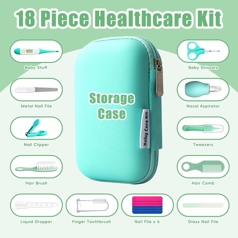 Baby Grooming Kit for Boys Girls Safety Newborn Nursery Essentials Grooming Set Gift for First-time Parents Green 18 in 1 - BeesActive Australia