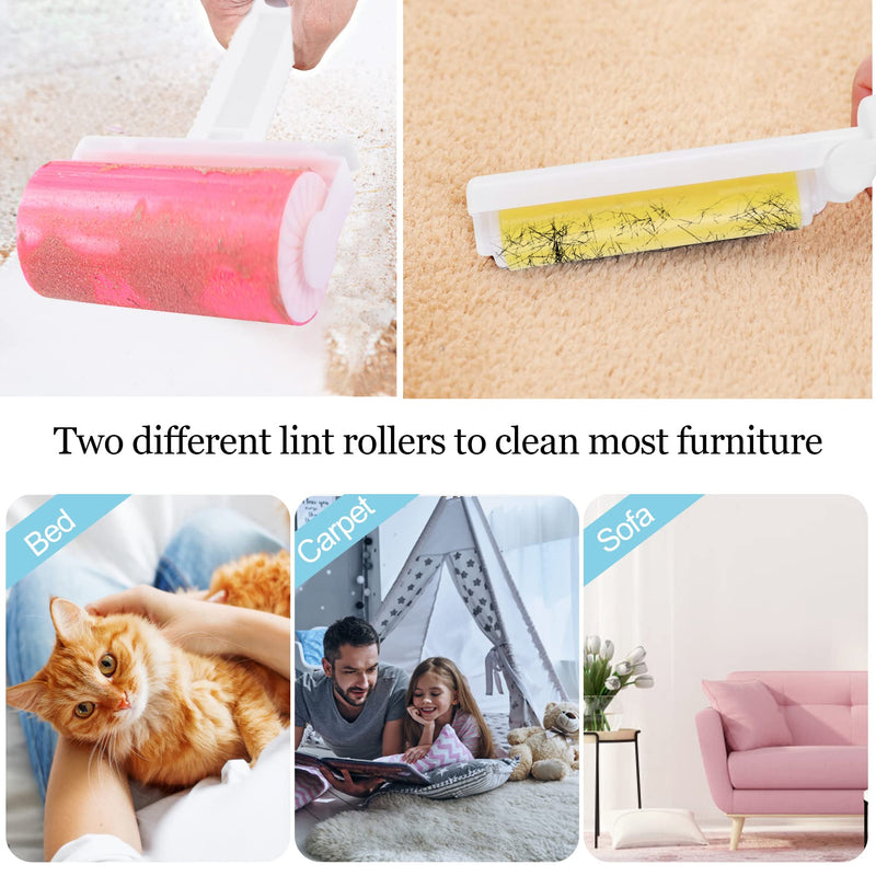 YiliYa Pack of 6 Reusable Washable Lint Roller Sticky Washable Dust Lint Roller Foldable Sticky Roller Portable Hair Curler with Cover for Clean Furniture, Carpets, Clothes - BeesActive Australia