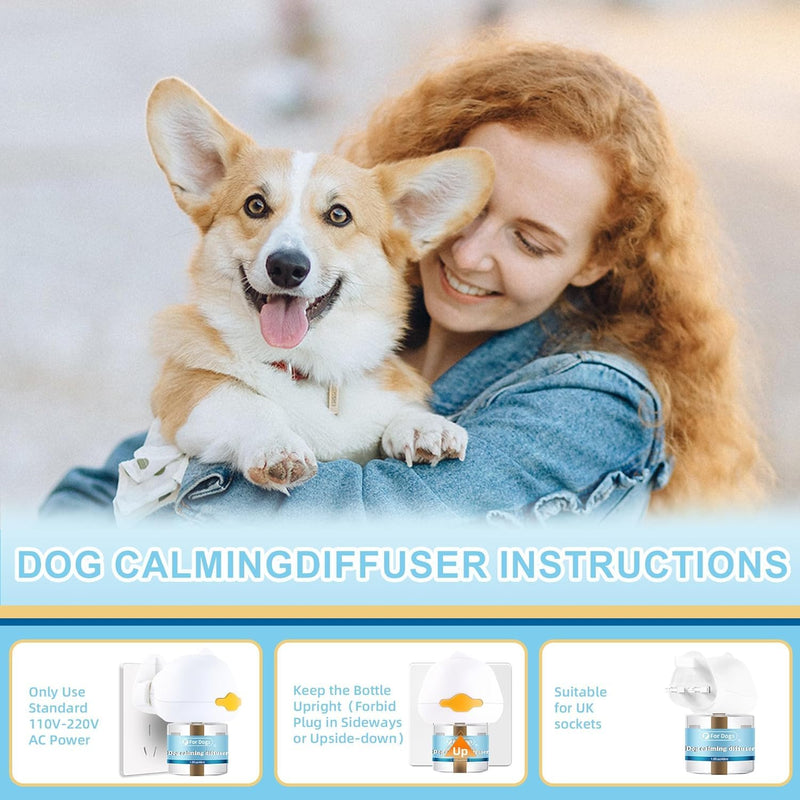 6 In 1 Dog Calming Plug in, Dog Calming Diffuser Pheromone Relaxants & Anxiety Relief, Equipped with 2 Diffusers+4 Refills, 120 Day Long Lasting Refill, Adapt for Dogs (Original Scent) Original