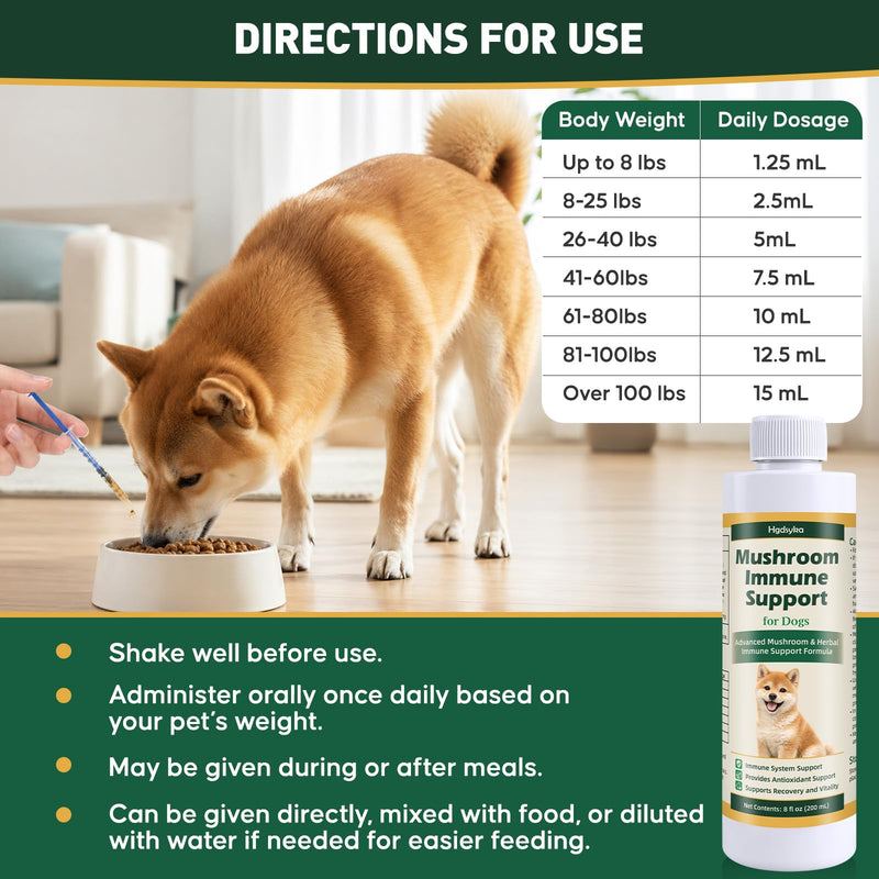 Mushroom Immune Gold for Dogs, Complementary Immune Support with Functional Mushrooms Reishi, Maitake & Turkey Tail, Supports Immune Health, Antioxidant Wellness, Gut Balance & Daily Vitality, 8oz