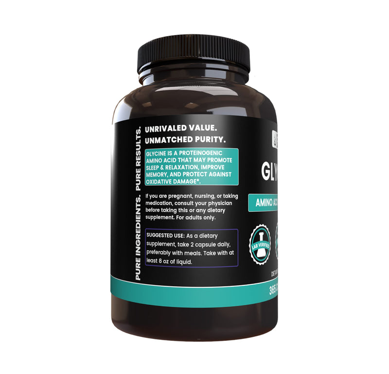 PURE ORIGINAL INGREDIENTS, Glycine, 365 Capsules | For everyday use, easy-to-swallow capsules, and daily nutrition support