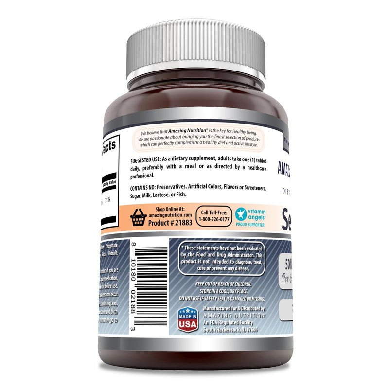Amazing Formulas Selenium * 50mcg Natural Selenium Yeast * 180 Tablets (Non-GMO) Per Bottle * Promotes Cell Health, Immune Function, Cardiovascular Health and Healthy Thyroid Function and - BeesActive Australia