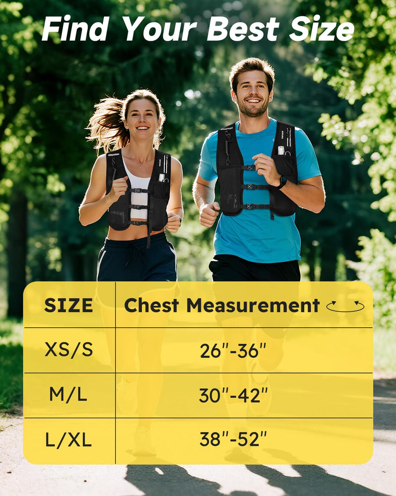 MOKURA Running Vest for Women Men, Reflective Hydration Vest with 500ML Soft Flask and Phone Holder, Adjustable Running Backpack, Lightweight Run Pack Water Bottle, Runner Marathon Essentials Medium
