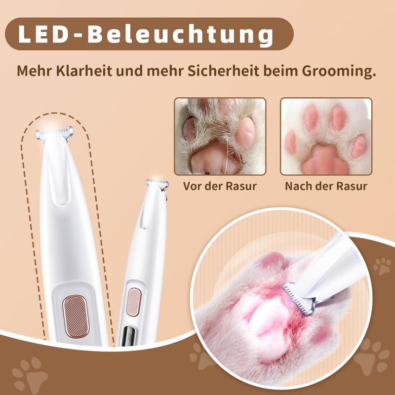 Pet hair trimmer with LED light, professional animal hair trimmer, wireless dog paw trimmer, pet razor for dogs, cats, paws, eyes, ears, face, body, 1 piece - BeesActive Australia