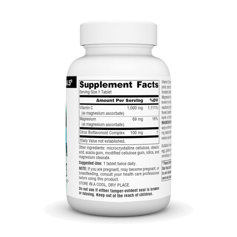 Source Naturals, Magnesium Ascorbate - 1000 mg, 60 Tablets | Gentle Non-Acidic Vitamin C* 60 Count (Pack of 1)