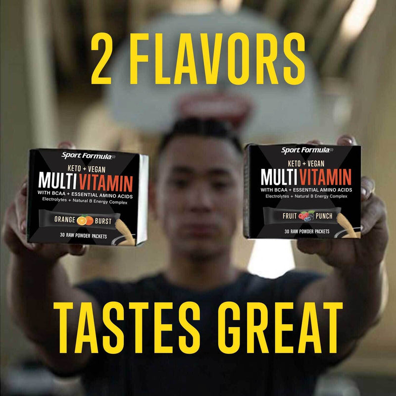 Liquid Multivitamin Drink Mix Vitamin Powder BCAA Won't Upset Your Stomach Daily Keto MultiVitamin for Men and Women Amino Acid Powder Fruit Punch Packet Multivitamin Powder Electrolytes 0.18 Ounce (Pack of 30)