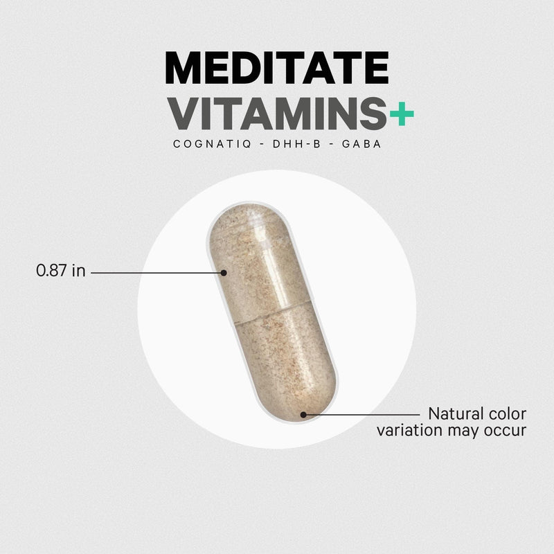 Codeage Meditate Vitamins+, CognatiQ, Ashwagandha, GABA, 60 Capsules | Meditate supplement with adapatogens, CognatiQ, GABA, ashwagandha, mushrooms and wild blueberry. Vegan, gluten-free, non-GMO.