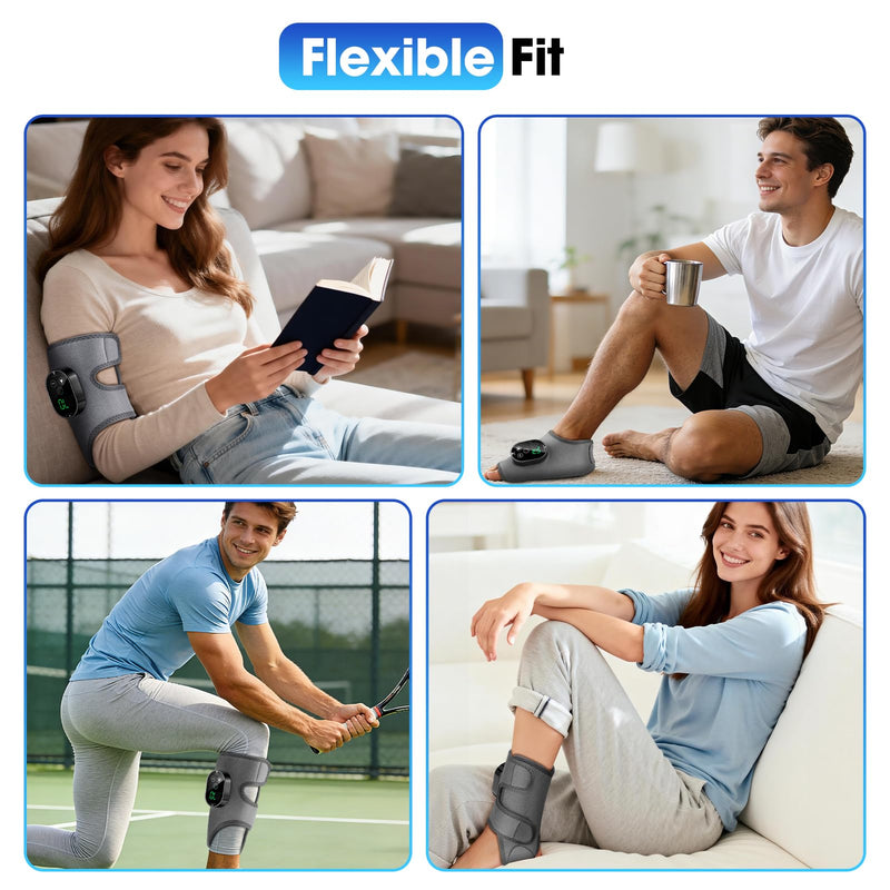 Cordless Ankle Heating Pad, Foot Massager with Heat for Pain Relief, Ankle Massager for Women and Men, Heated Foot Brace Wrap with 6 Heat Levels and 3 Vibration Modes Grey - BeesActive Australia