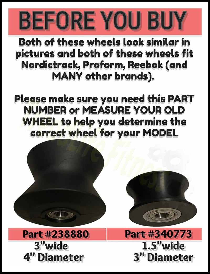 TreadLife Fitness Elliptical Wheel - Works on Proform - Part Number 340773 - COMES with FREE TREADLIFE FITNESS BEARING GREASE $10 VALUE! - BeesActive Australia