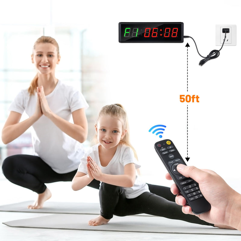 Upgraded Gym Timer Clock for Tabata/FBG/EMOM - Large Digital Interval Workout for Fitness Enthusiast, Count Down & Up | Stopwatch | Workout Clock for Home Gym/Yoga/Boxing/Garage Fitness Times