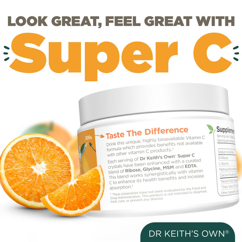 Dr. Keith's Own Buffered Vitamin C Powder 4000mg, Glycine & MSM 200g 1