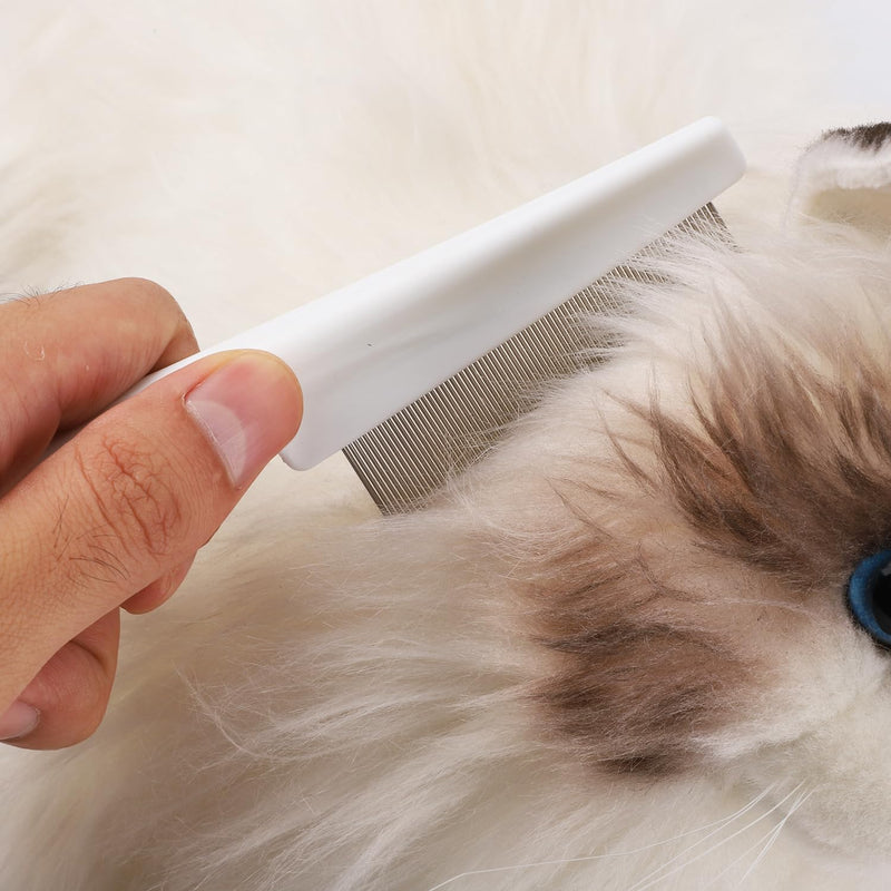 Pet Hair Comb, 2 in 1 Multifunctional Pet Hair Comb, Stainless Steel and ABS Material, 2 Packs, for Grooming and Dehairing Face and Paws, Tear Stain Removal, Cat Comb, Dog Comb White - BeesActive Australia
